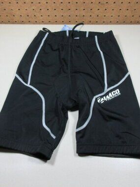 Zimco womens solid black white stitch padded Triathlon shorts S